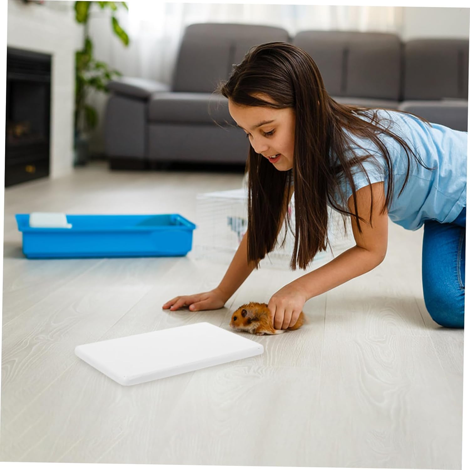 YARNOW Marble Cooling Pad for Small Pets Easy to Clean Chinchilla Hamster Guinea Pig Mat Summer Heat Absorbing Pet Cooling White