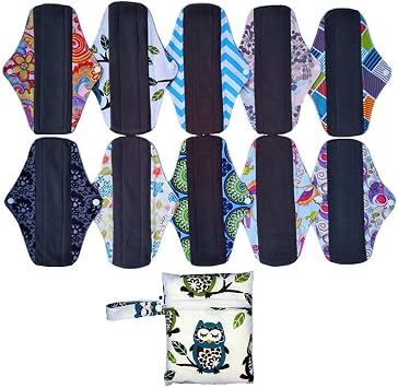10Pieces 10Inch Reusable Washable Menstraul Pads Sanitary Pads