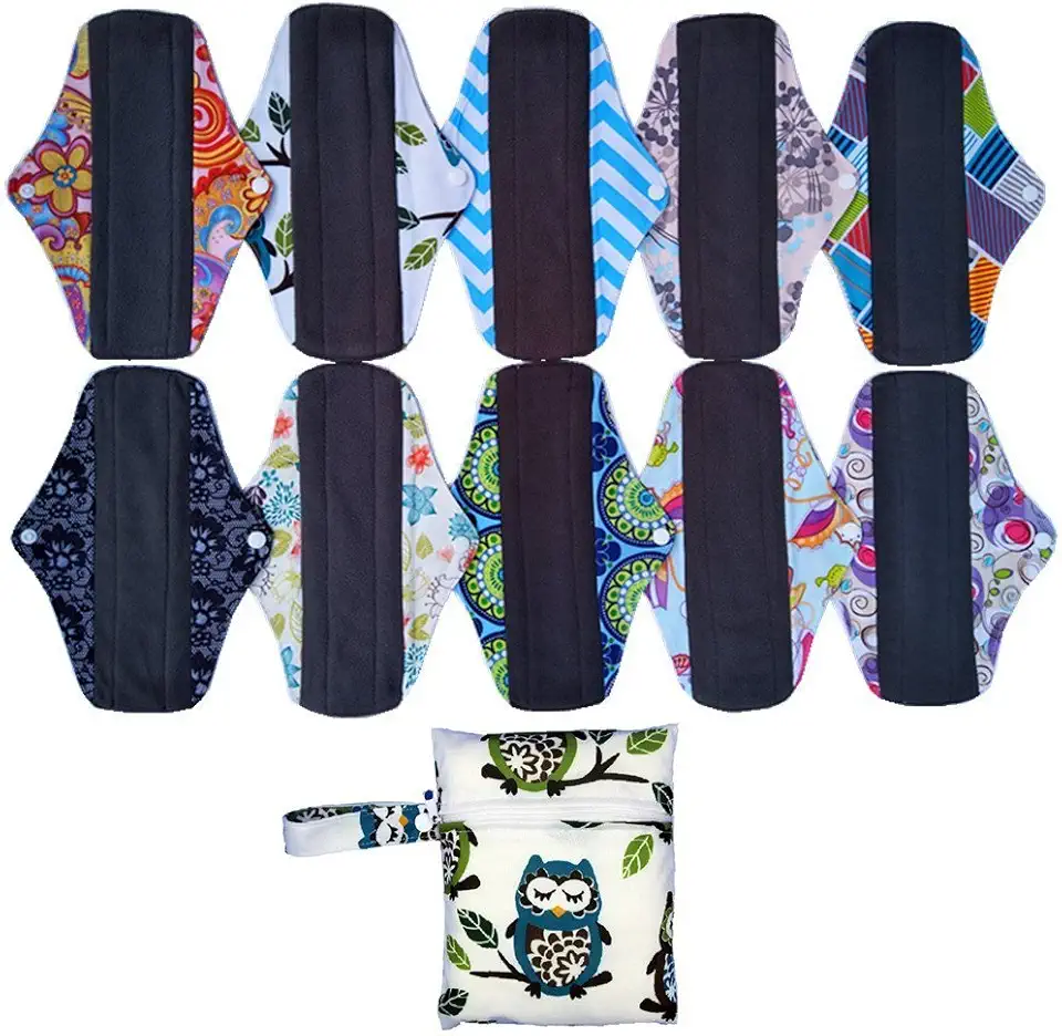 10Pieces 10Inch Reusable Washable Menstraul Pads Sanitary Pads