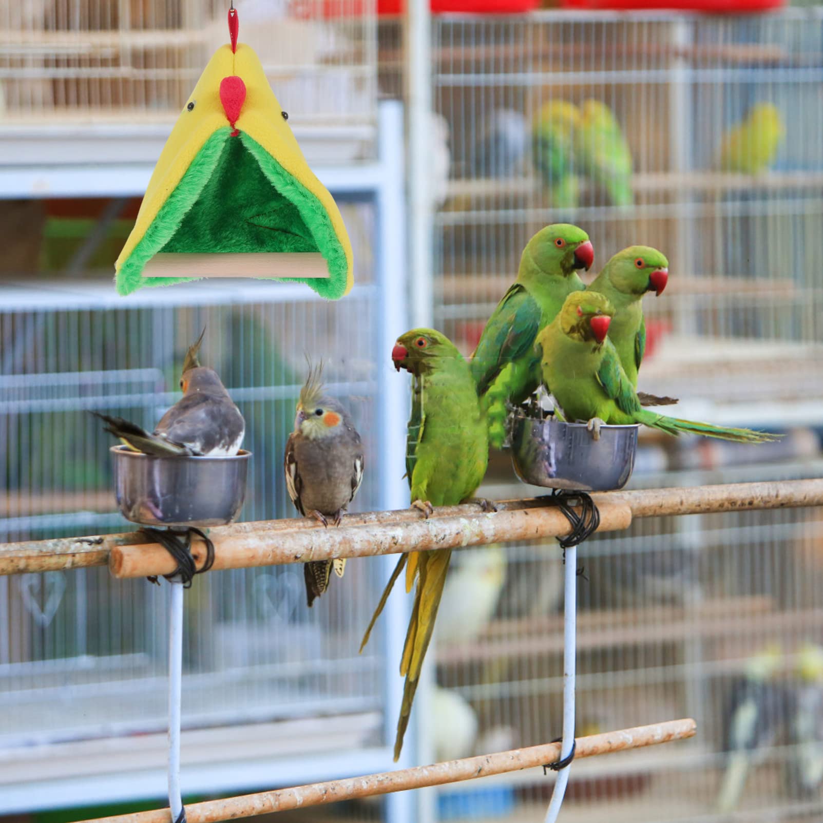 POPETPOP 6sets Nido Accogliente per Pappagalli con Supporti da Ceste Appese per Uccelli Piccoli Rifugio Confortevole e Sicuro per Pappagalli e Canarini