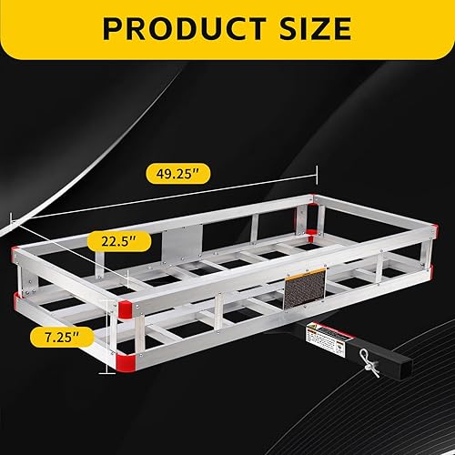 Miniatura 2 de Portaequipaje de aluminio acoplable MaxxHaul 70108 de 49 pulgadas por 22.5 pulgadas, con barandas laterales altas para casas rodantes, camiones