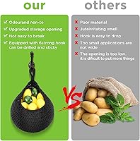 Vista 3 de Dandat Cestas de frutas colgantes grandes para cocina, diseño de lágrima, cestas de pared, soporte bohemio tejido a mano para cocina, verduras