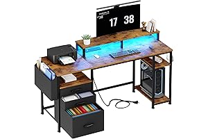 Lufeiya 55 Inch Computer Desk with Shelves