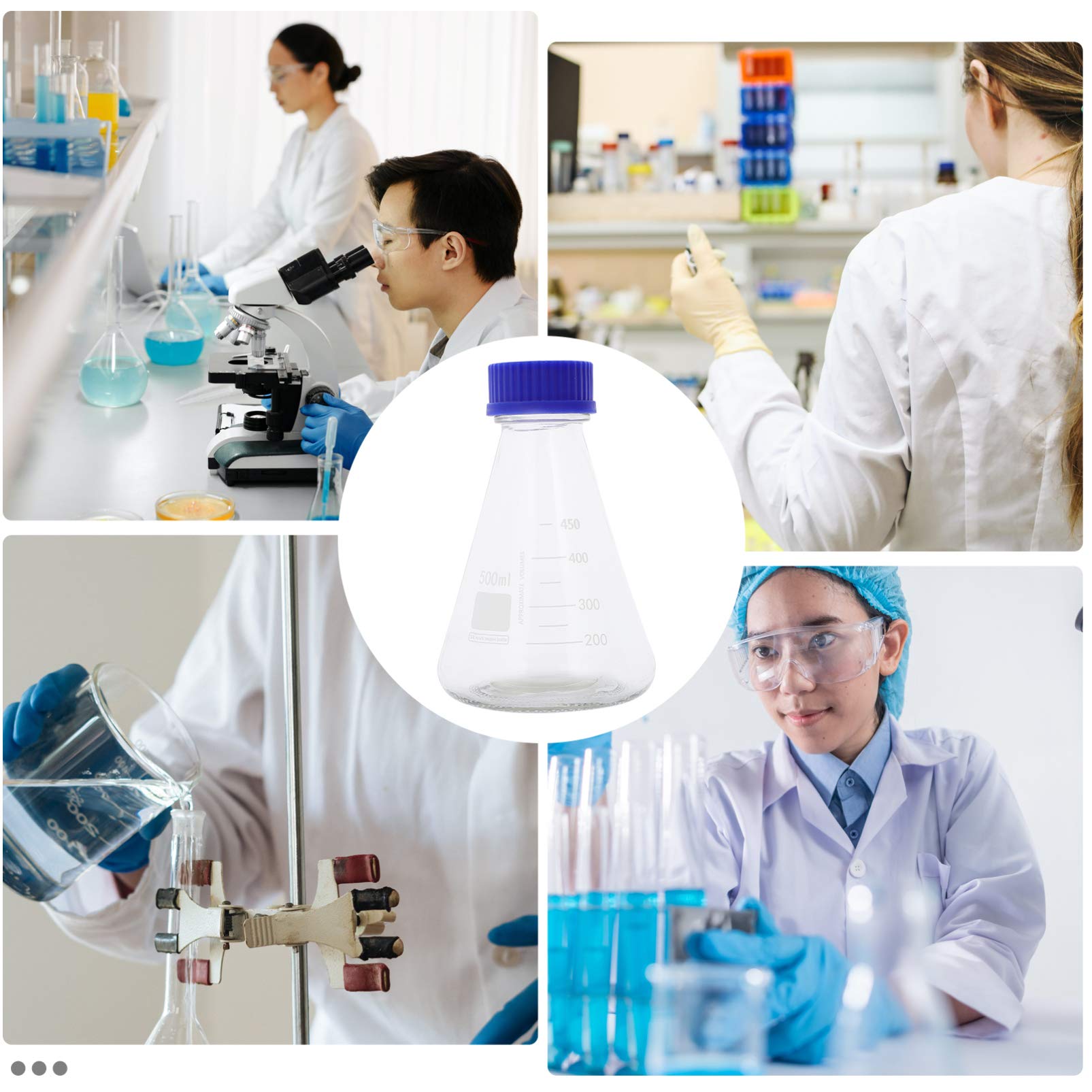 2 uds matraz Erlenmeyer 500ml científico boca estrecha matraz Erlenmeyer vidrio suministro para experimentos