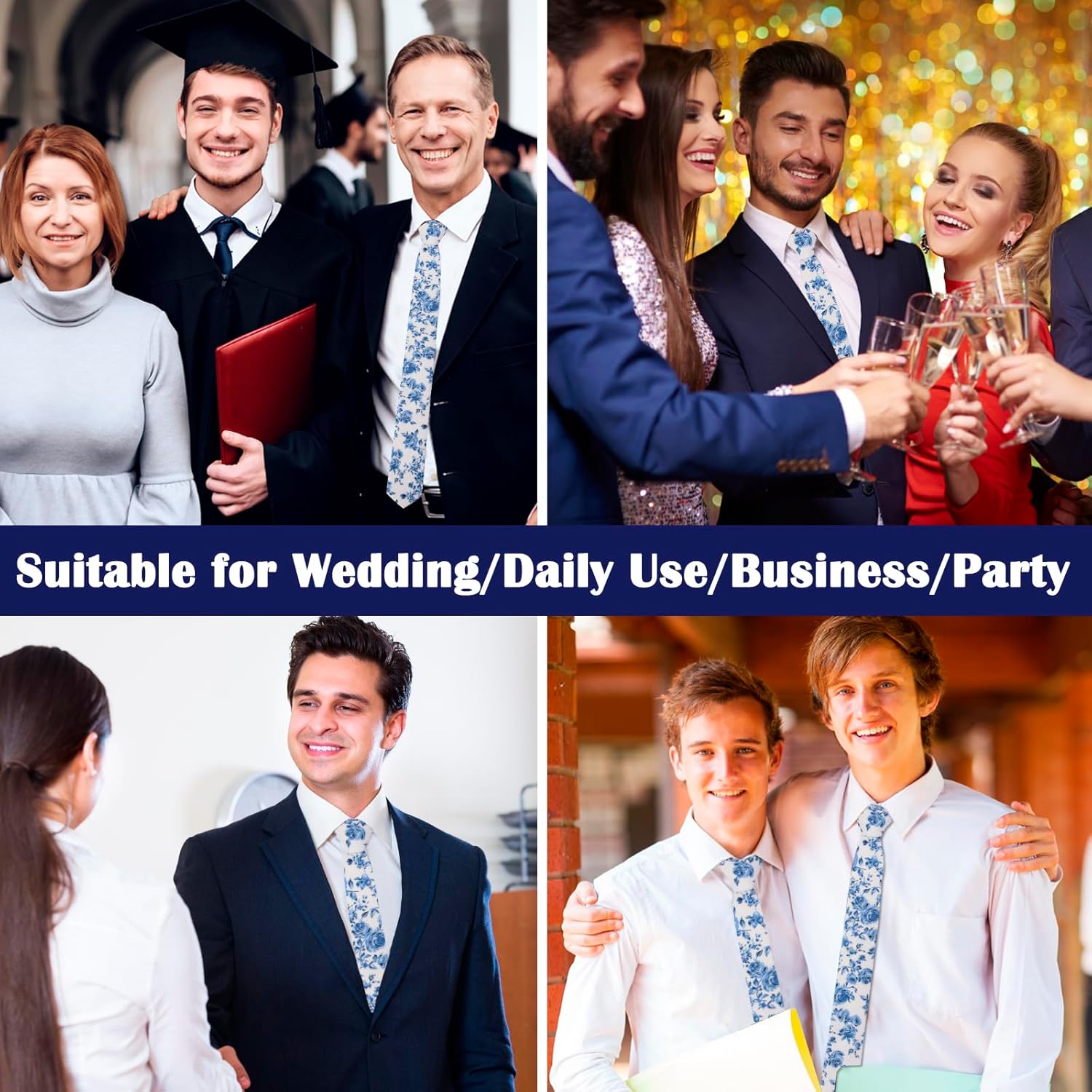 Mantieqingway Men's Cotton Floral Neck Tie 2.56'' Printed Skinny Tie - Image 5