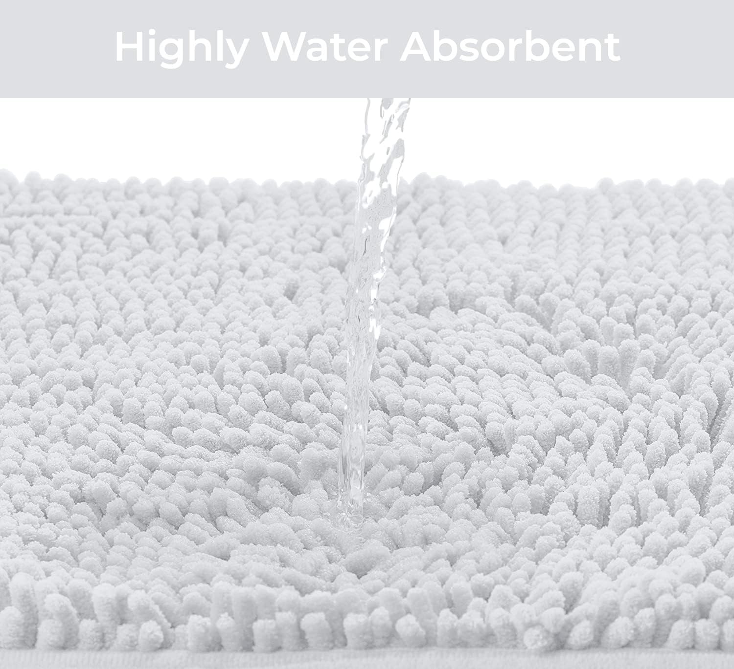 Ultra Soft Texture Chenille Plush Bath Rugs Floor Mats, Bath Rug Non Slip Microfiber Door Mat for Kitchen/Entryway/Living Room (30 x 20 inches, White)