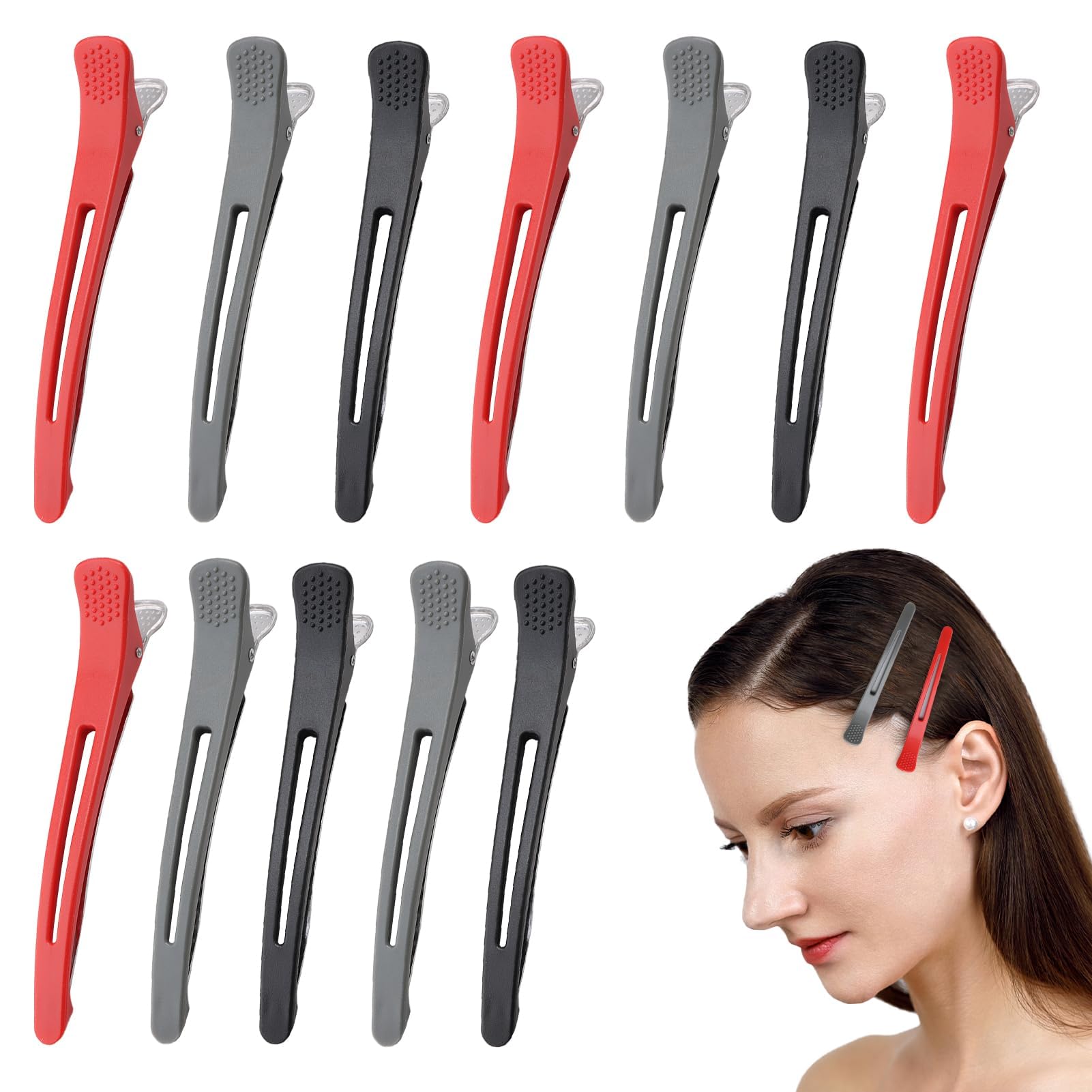 12 Pcs Pinza Pelo de Duckbil,Pinzas de Cocodrilo,Peluquería de Uso Común Modelado Clip,Hair Clips,para Cabello de Niñas y Mujeres Accesorios Perfectos-11.4cm de Long