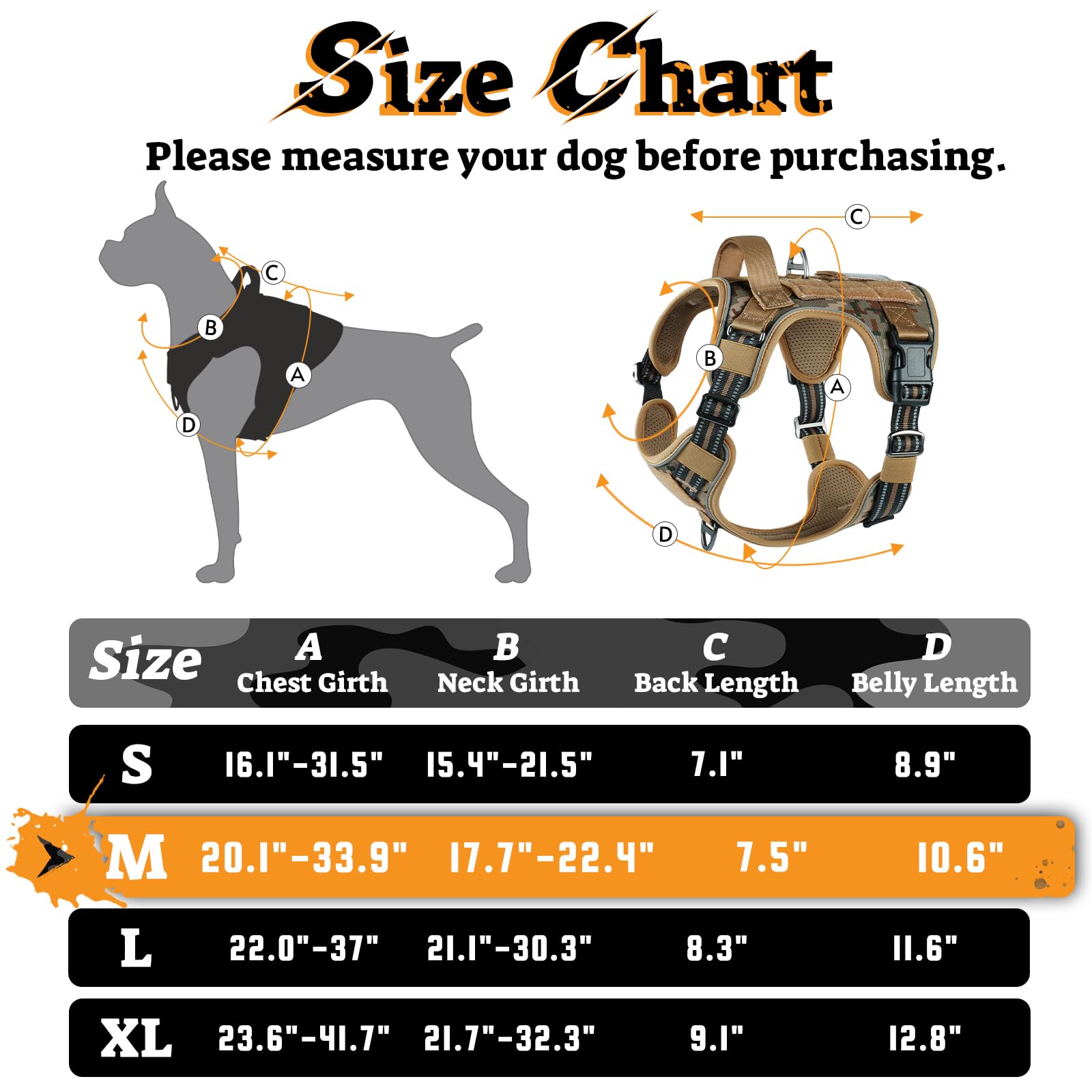 rabbitgoo Arnés para perro, de tamaño mediano, sin tirones, chaleco táctico para perro con mango Molle y control, arnés militar ajustable y reflectante para mascotas para caminar y entrenar