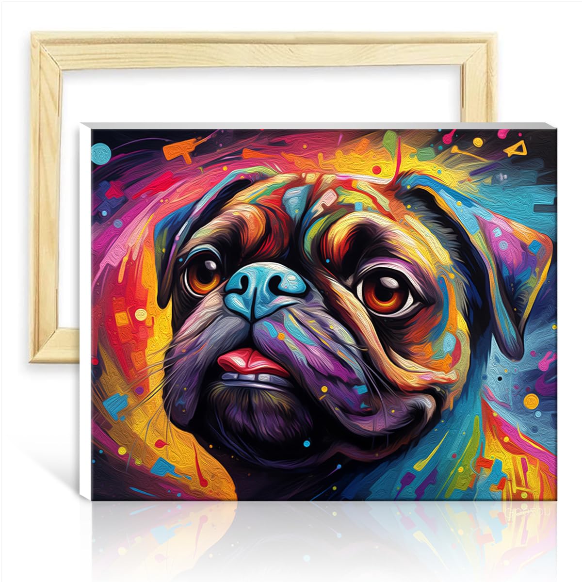 TANGFEIY Paint by Number Pug Paint by Number Adult Paint by Number Kits Acrylic Number with Paintbrushes Pictures for Home Wall Decor No Frame(30x40cm)