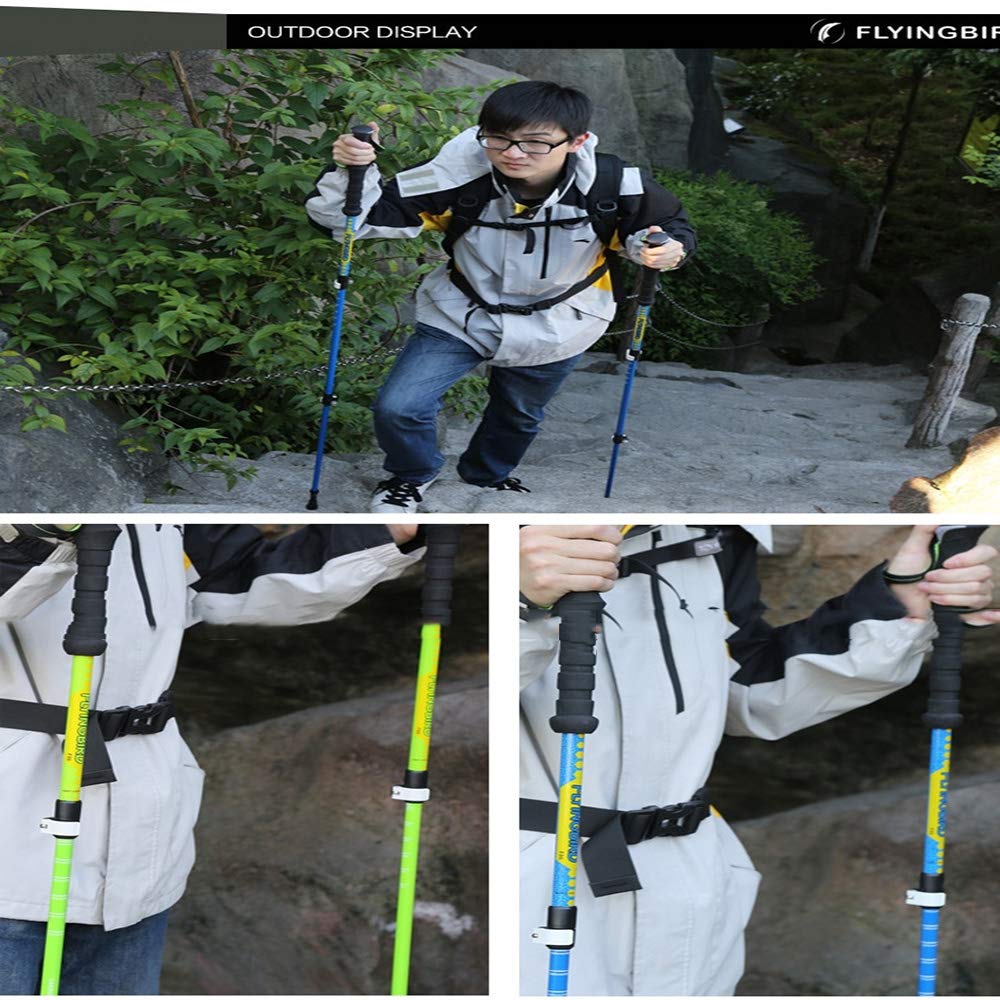 GSP Trekking Pali 3 sezioni Multifunzione Bastoncini da Passeggio Bastone da Trekking Accessori Lega di Alluminio 135cm Maniglie Regolabili per Esterno Lunghezza Lega di Alluminio al tungsteno