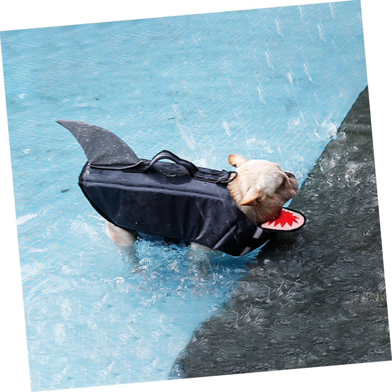 Dog Swimming Vest Waterproof Life Jacket with Reflective Shark Design Gray XL for Outdoor Water Training and Boating