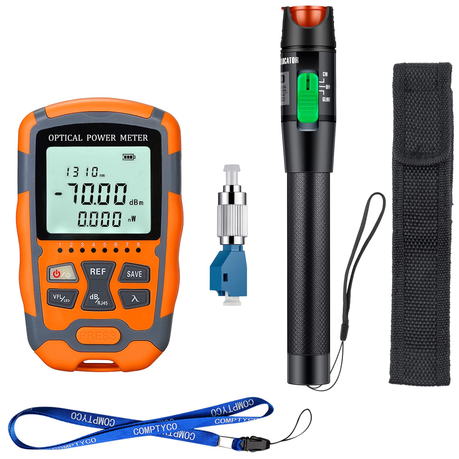 4 in 1 Fiber Optic Tester Portable Fiber Power Meter(-70~10dBm, Built-in VFL) & Visual Fault Locator Kit for Network Cable Test