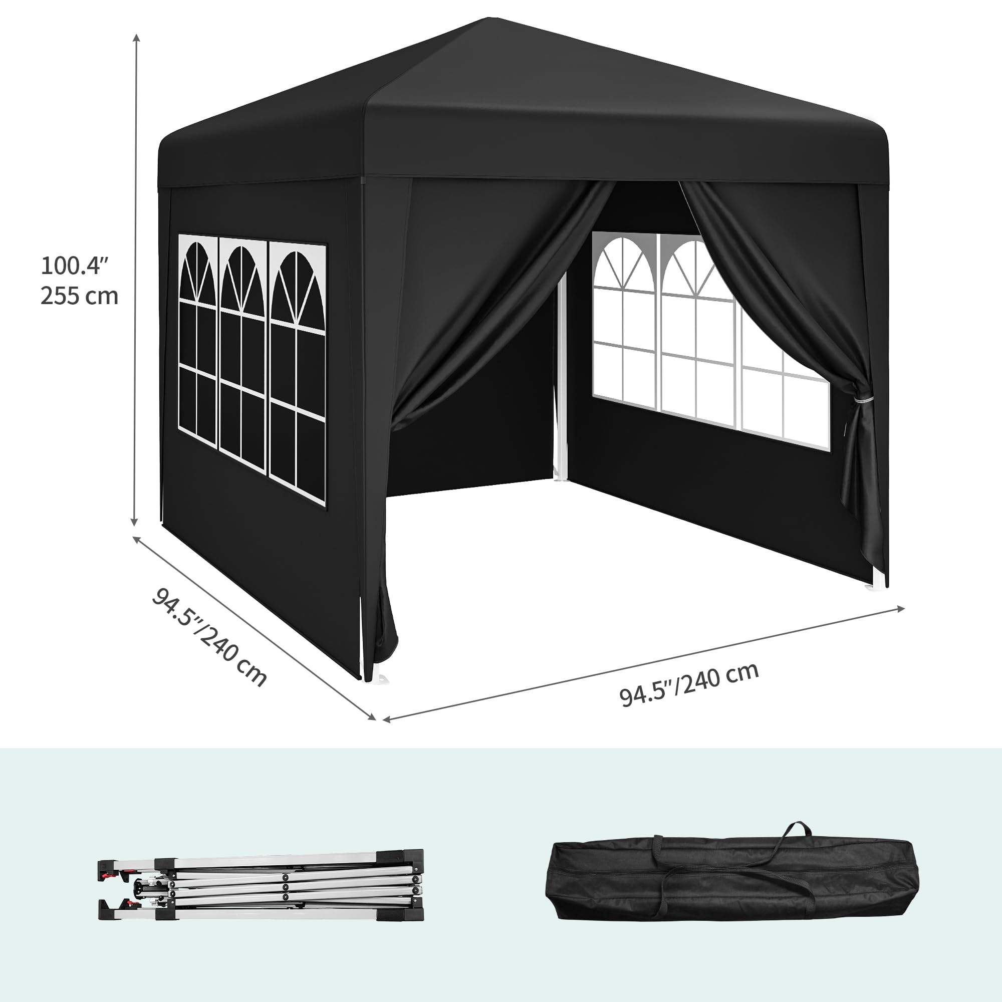 Tonnelle Pop-Up 2,5x2,5m YITAHOME - Abri Extérieur Imperméable Pliable Avec 4 Côtés Pour Camping Et Événements