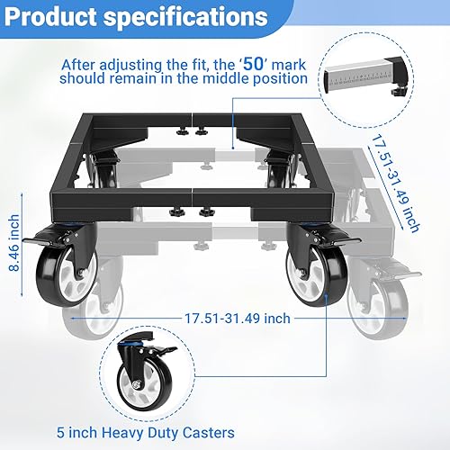 Miniatura 2 de Soporte para ahumador de 8.5 pulgadas de acero de 1000 libras y pedestal de lavandería con ruedas de 5 pulgadas, pedestal de lavadora y secadora con