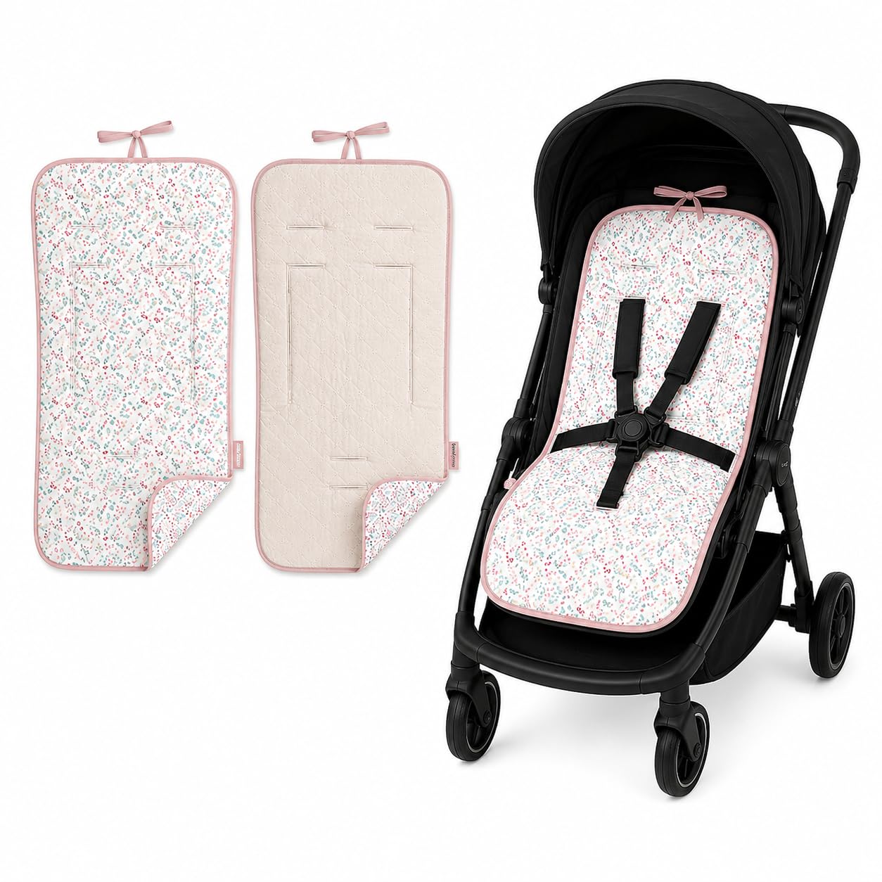 Danielstore Colchoneta Silla Paseo Universal Funda Carrito Bebé Transpirable Reversible Colchón Carro Bebé Verano Antideslizante Altura Ajustable