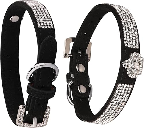 Miniatura 8 de AOKSI Collar de perro y gato, hebilla de plata brillante de lujo y diamantes brillantes con decoración de corona de diamantes de imitación, collares
