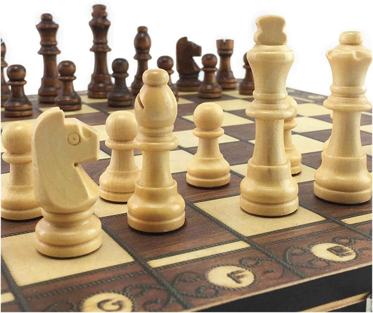 Generic Chess Backgammon Checkers 3 in 1 Chess Game Chess Travel Chess Set International Chess Pieces/29 * 29Cm
