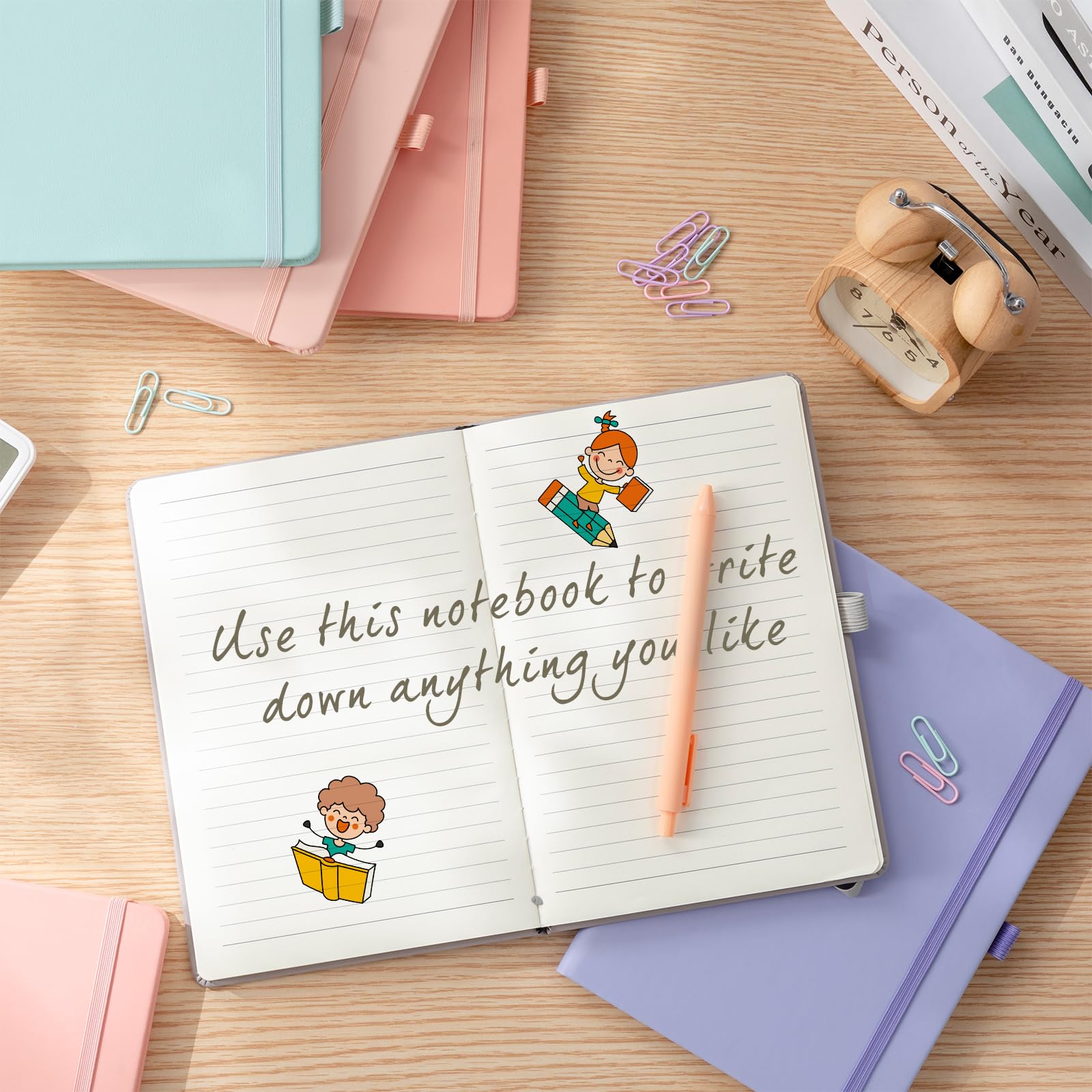 Qeeenar 12 Pcs Lined Journal Notebooks Multicolor 5.5 x 8.2 Inch A5 PU Leather Ruled College Ruled Hardcover Journal Notebooks with Pen Holder and Bookmarks for School Business Work (Fresh Color)