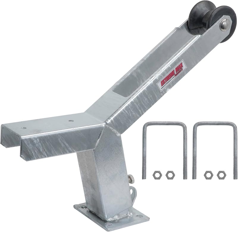 Extreme Max 3006.6895 Adjustable Height Notched Winch Stand with Roller - Galvanized Finish, Hardware Fits 3" W x 4" H Trailer Frames