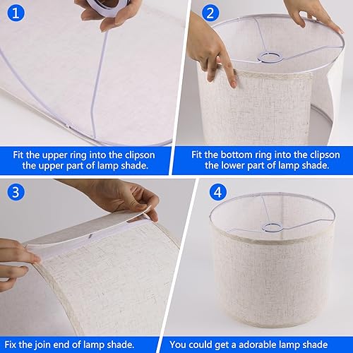 Miniatura 6 de Juego de 2 pantallas de lámpara, pantalla de tambor para lámparas de mesa, lámpara de pie, 13 pulgadas superior x 13 pulgadas inferior x 10 pulgadas