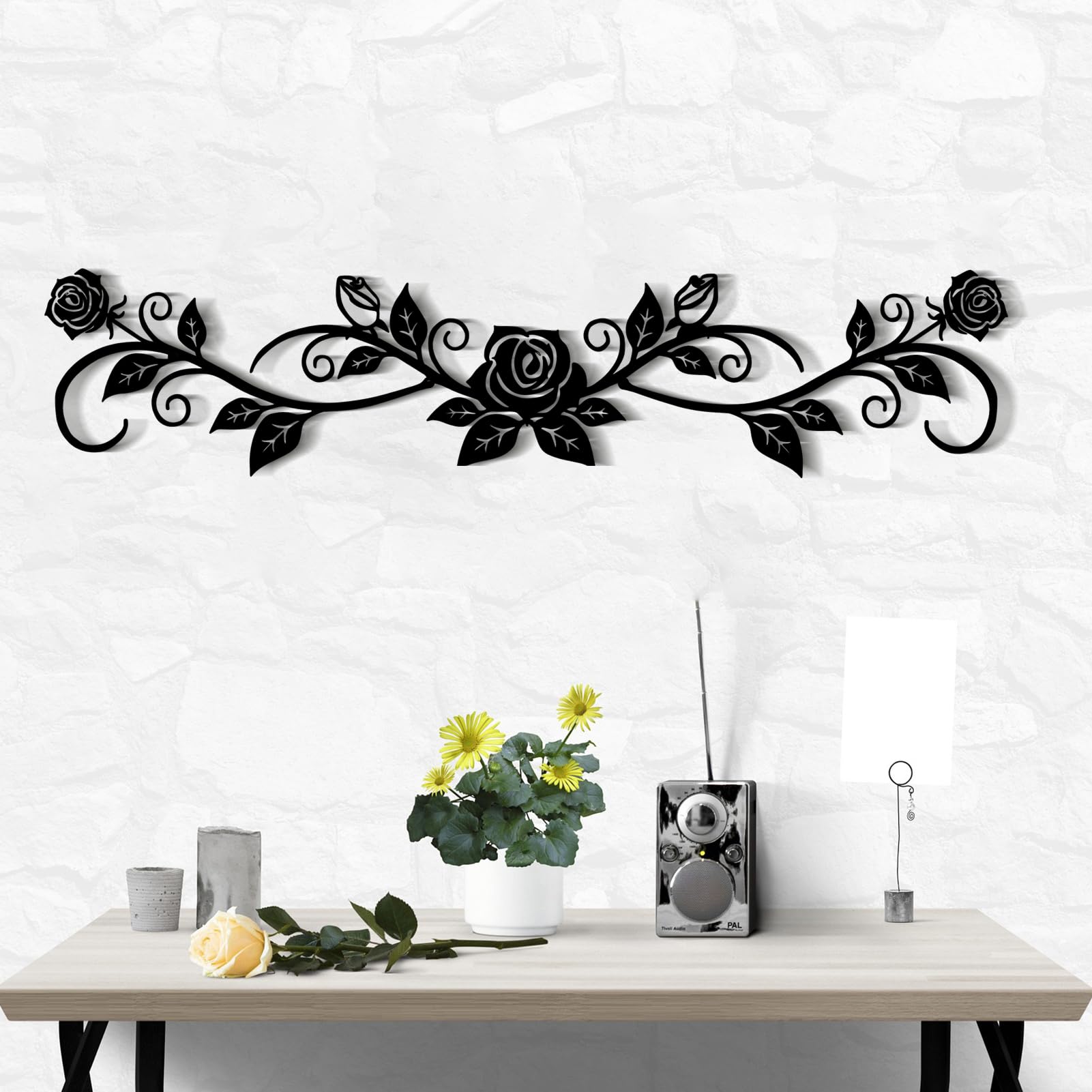 Amazon.com: DUOOLN Large Metal Rose Wall Decor，Long Iron Scroll