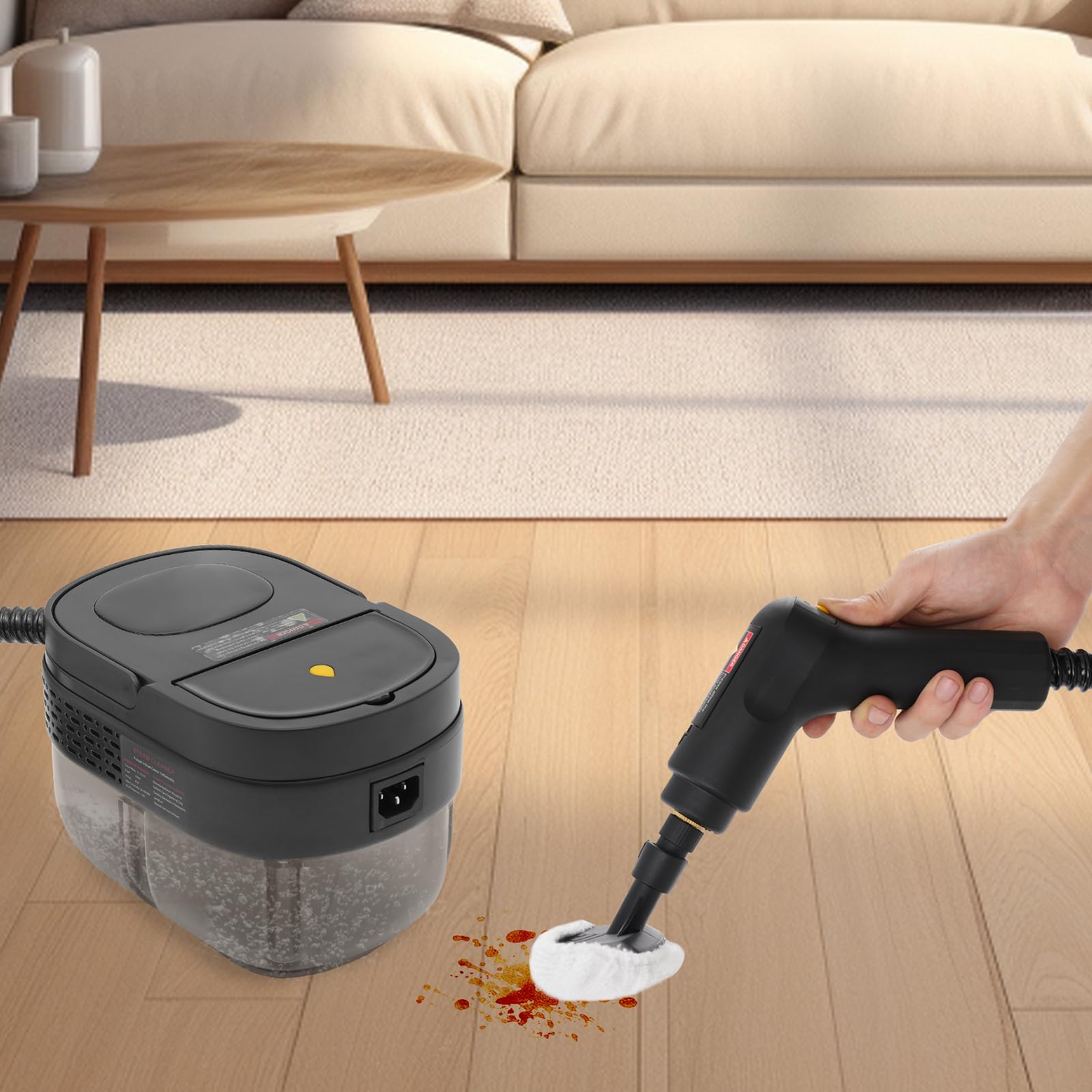 Handdampfreiniger,Multifunktionaler Dampfreiniger 1.6L Tank, 45-55Min Dauerbetrieb,9 Zubehör, 221°F Dampf,Teppich,Fliesen, Auto,Fenster,Kompakter Dampfgarer Ohne Chemie,Kindersicher,8.3×5.9×5.9In