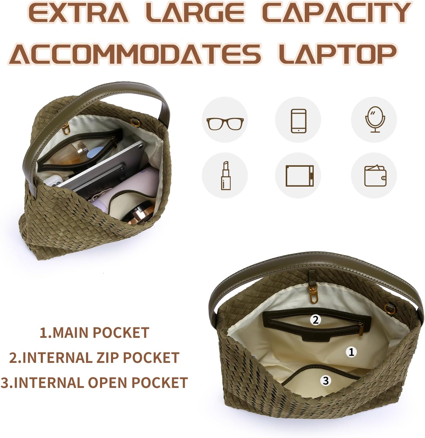 Suede Hobo Bags for Women Fall Woven Purse Slouchy Shoulder Crossbody Bag with Silk Scarf - Image 5