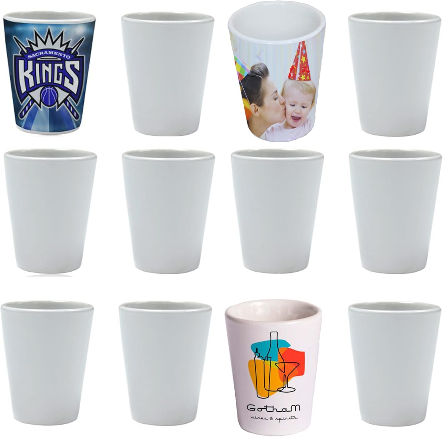 12 Blank Sublimation Coated Ceramic White Shot Glasses Tequila 1.5 ounces Heat Thermal Transfer Dye