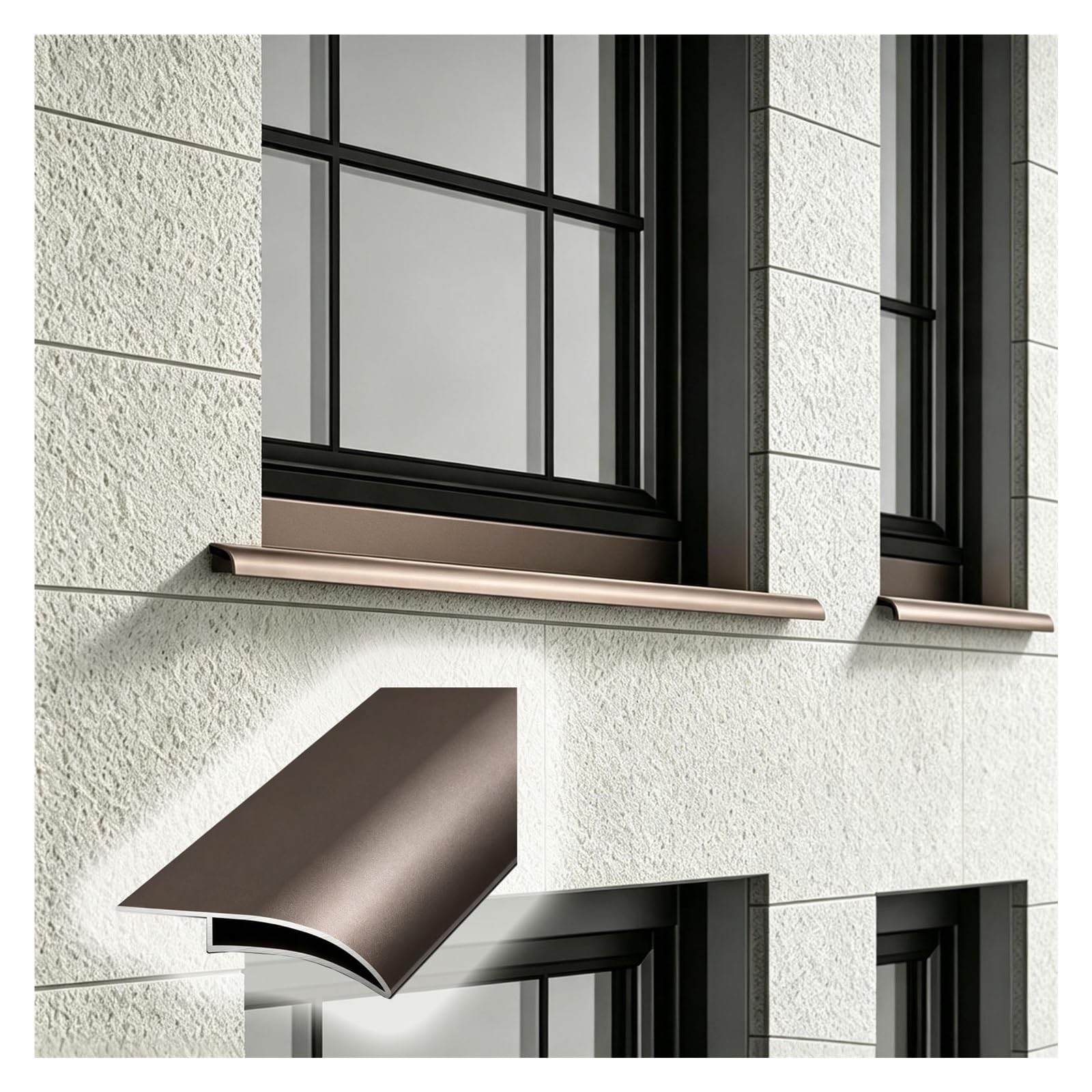 Perfil vierteaguas alu, cortable, largo ajustable 0,5-3m | Perfil desviador de agua de lluvia, impermeable, instalación DIY, aleros, marcos de ventanas(L2.7m (8.9ft))