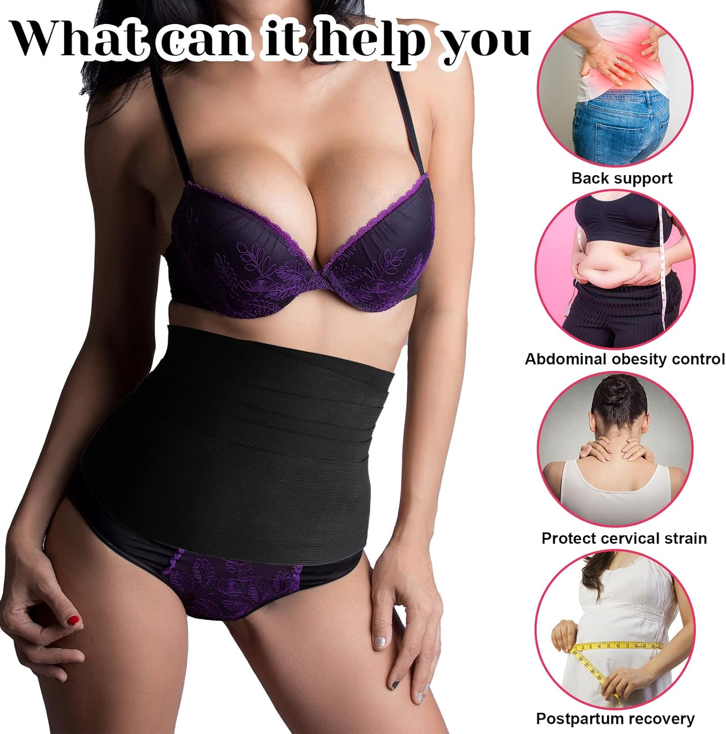 Women Waist Trainer Snatch Me up Bandage Wrap Adjustable Tummy Waist Wrap Band Adjustable Invisible Stomach Wraps 16.4 ft Elastic Body Wrap Plus Size Waist Trimmer Corset Shaper Belt Black : Sports & Outdoors
