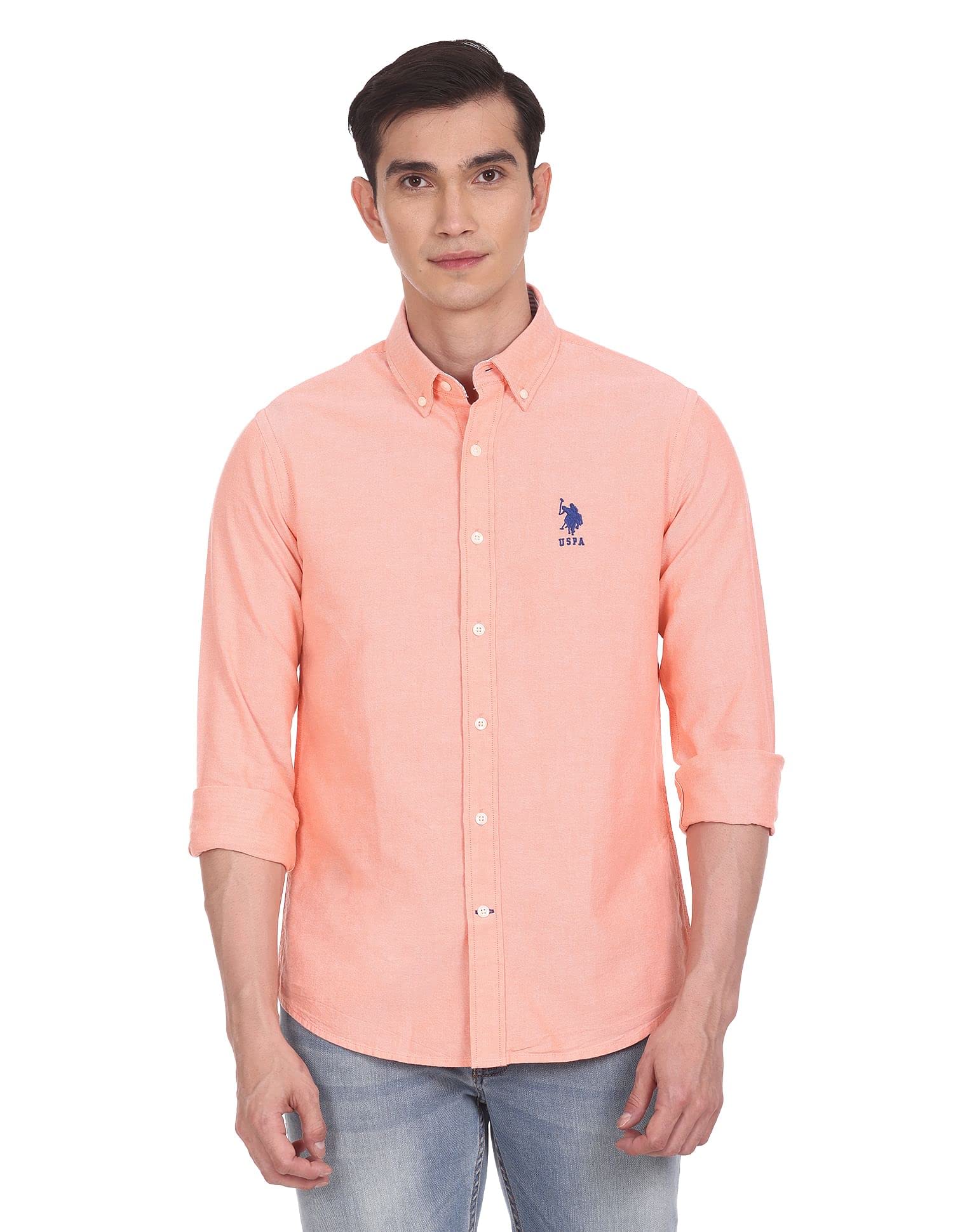 u.s. polo assn. Men's Cotton Tailored Fit Solid Oxford Button Down Casual Shirt-picture-51