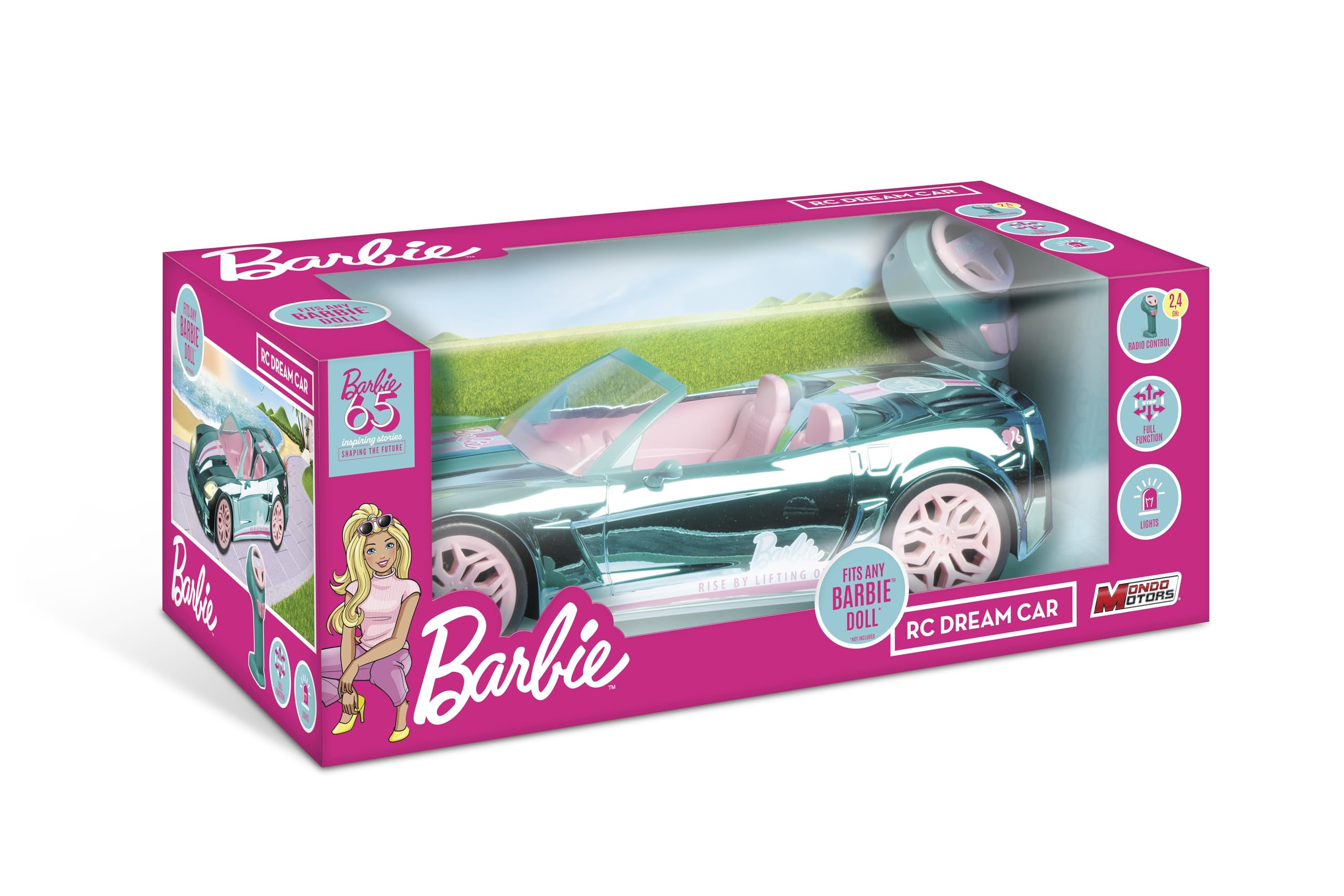 Mondo Motors - BARBIE DREAM CAR 65TH AnniverSARY - 2,4 GHz, model zdalnie sterowany w skali 1:14, świecące reflektory - 63811