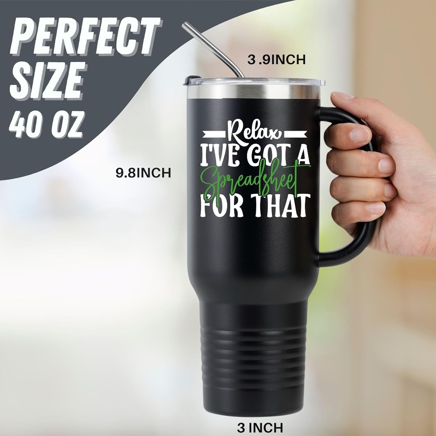 Onebttl Accountant Gifts Tumbler, Accounting Gifts for Women & Men, Funny Stainless Steel Tumbler 40oz with Handle - Image 2