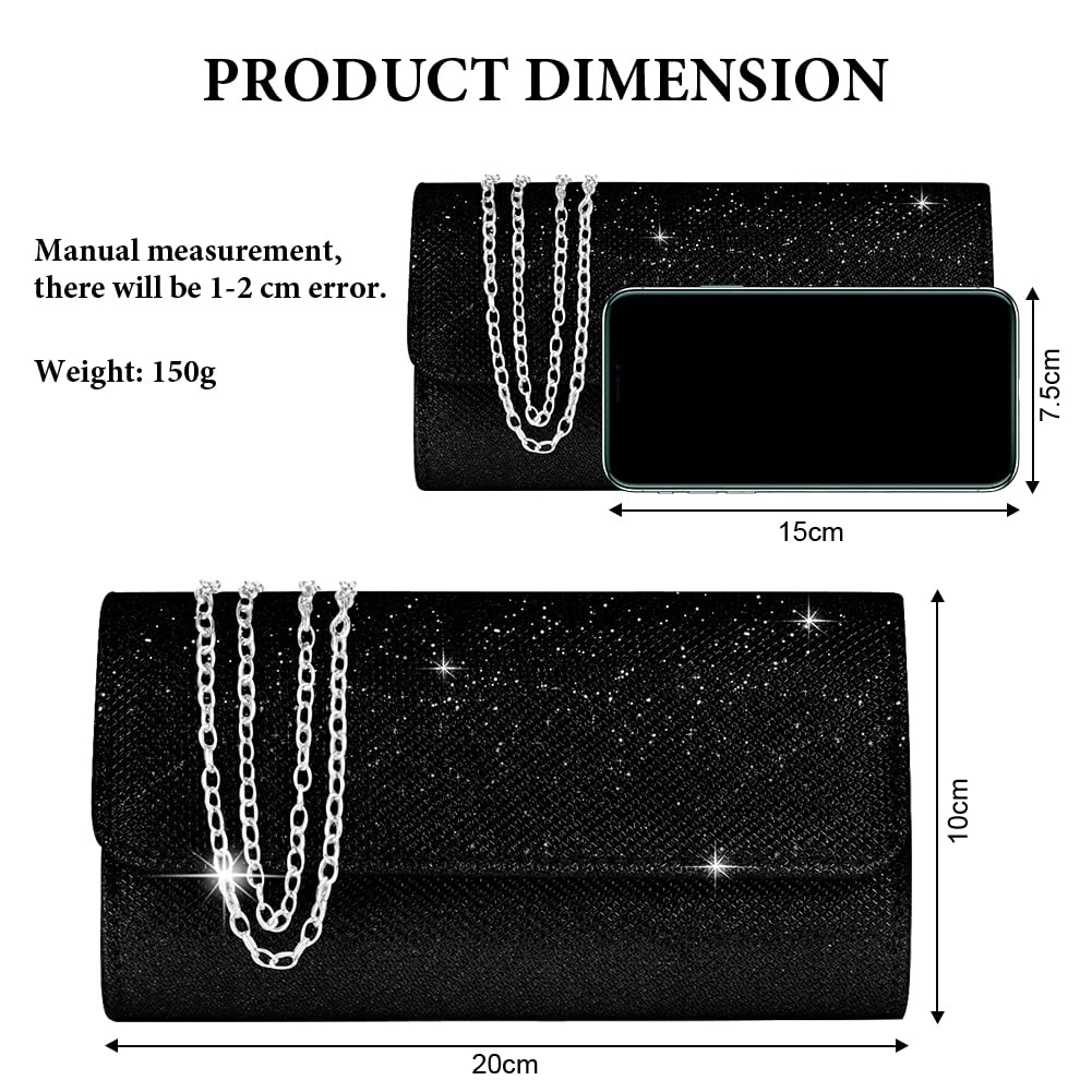 OSDUE Pochette Donna, Argento Cerimonia Borsa Catena Rimovibile per Tracolla, Borse a Spalla per Ballo di Fine Anno, Festa - Argento