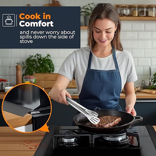 Miniatura 2 de SEVCHY Cubiertas de silicona para huecos para estufas (paquete de 2), relleno de silicona resistente al calor para encimera, sellar el espacio entre