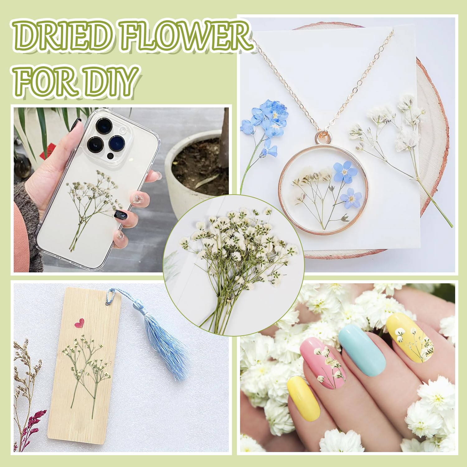 100 Pezzi Gypsophila Essiccata Bianco - Nebbiolina Secca per Decorazioni, Fiori Secchi Decorativi Piccoli per DIY e Resina - Schleierkraut Getrocknet