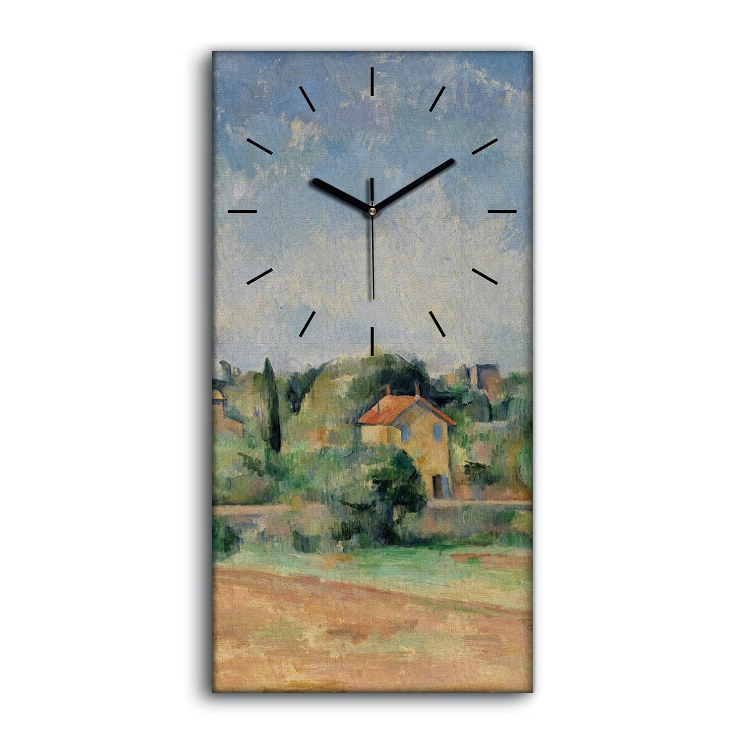 Horloge sur toile 30x60cm de format vertical avec des aiguilles de couleur noire