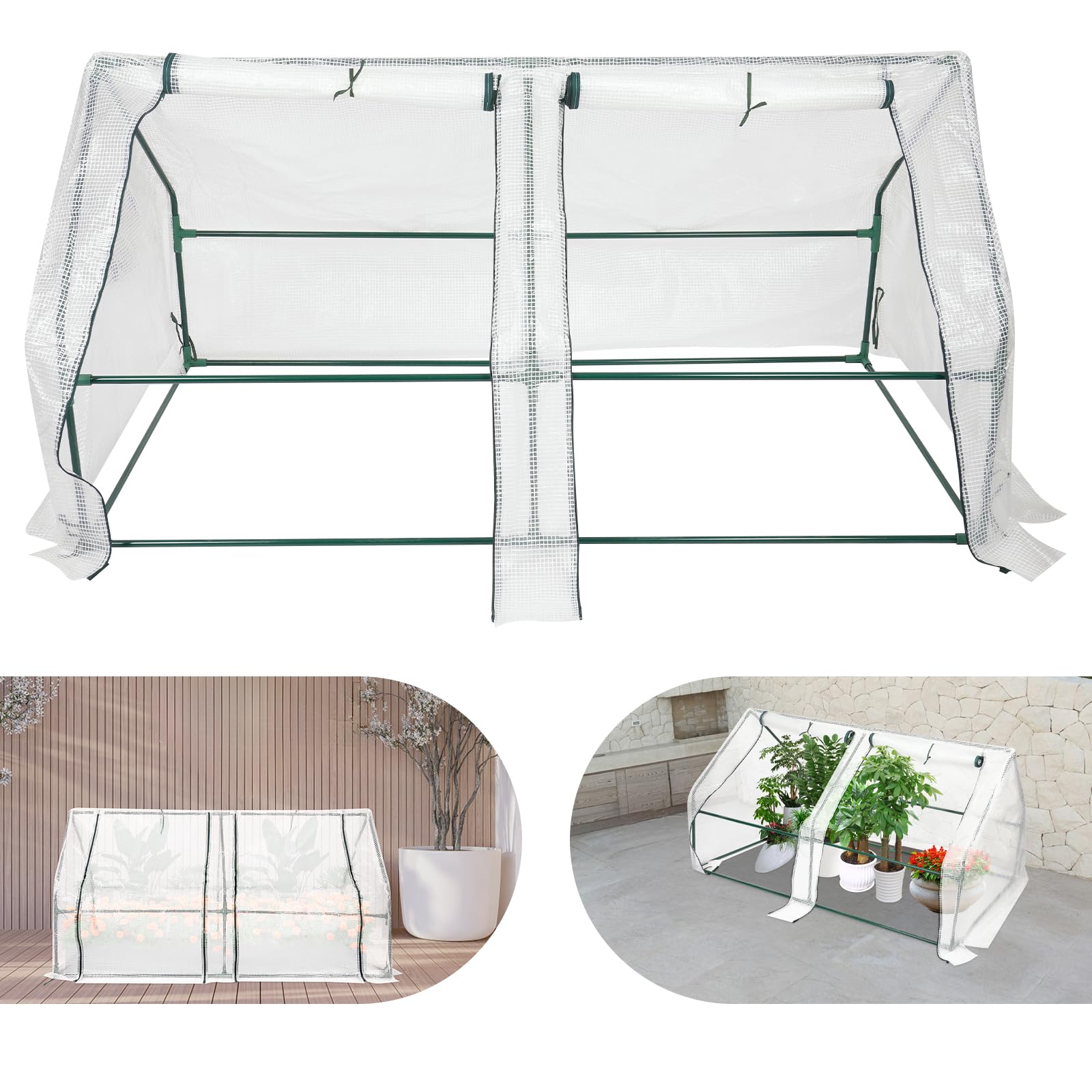 Szklarnia foliowa, z tworzywa sztucznego, szklarnia na sadzonki, pomidorów z kratką na warzywa, 180 × 90 × 90 cm, na balkon, taras, podwyższone grządki, dziedzińce i do ogrodów