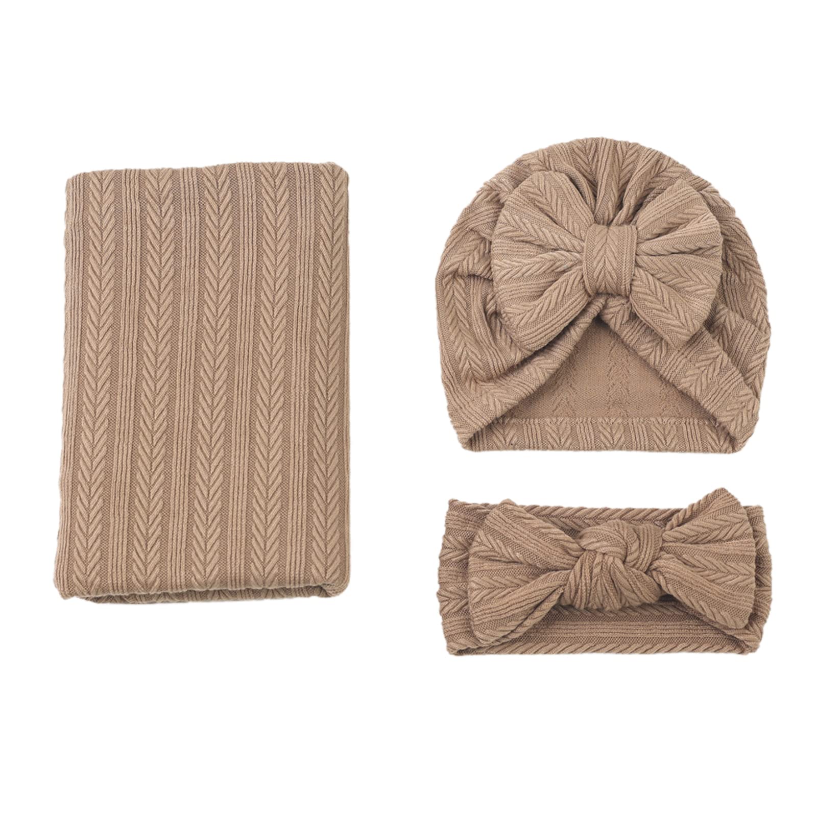 New Born Receiving Blanket, Newborn Receiving Blanket with Headband and Hat, Baby Swaddling Blanket for Boys Girls
