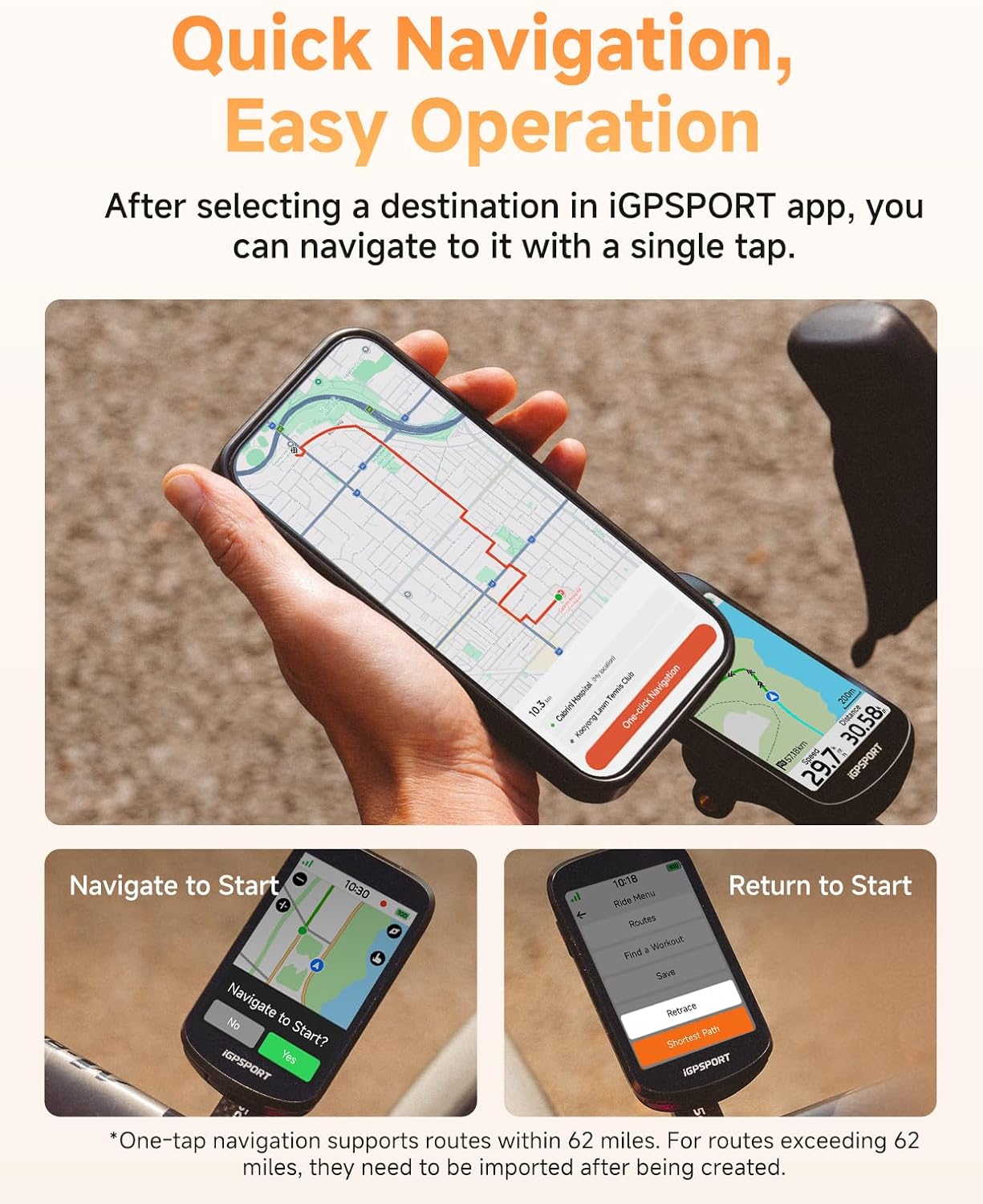 iGPSPORT BSC500 GPS Bike Computer, 3.3'' Touchscreen MAP & Voice Navigation Ebike Mode Climb Training Function