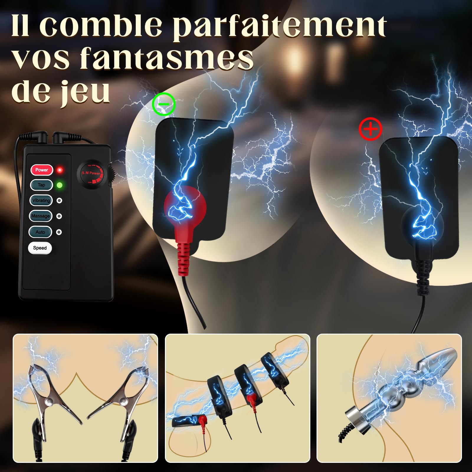 Plug Anal Électrique Pinces à Tétons Extreme Électrode Autocollant Appareil | Bondage Set d'électrostimulation Pour Femme et Homme