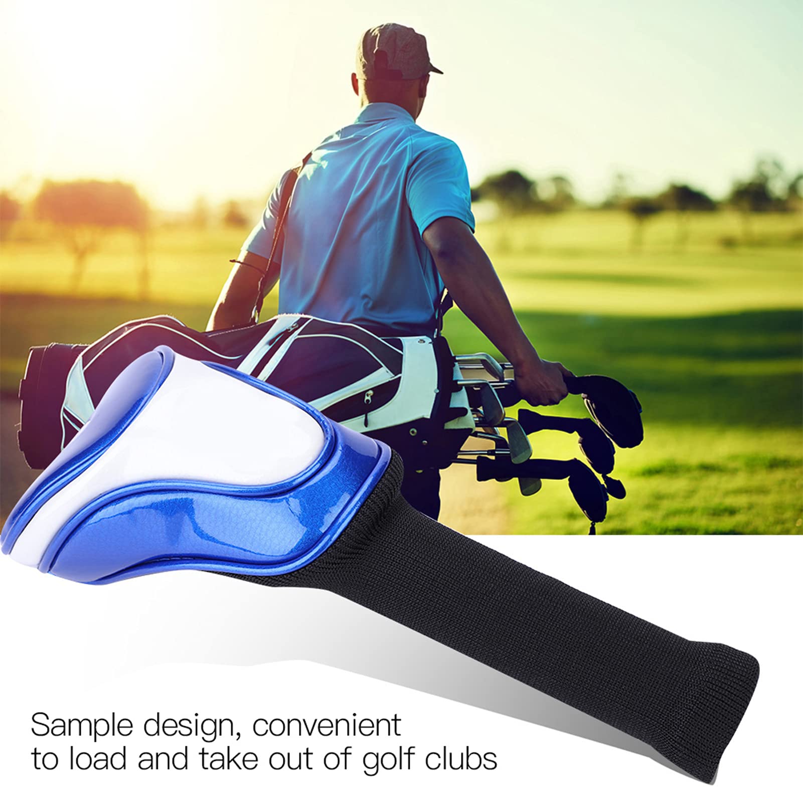 Golfschläger-Schlägerhauben für Fahrer, langlebiges blaues PU-Golfer-Zubehör aus elastischer Baumwolle