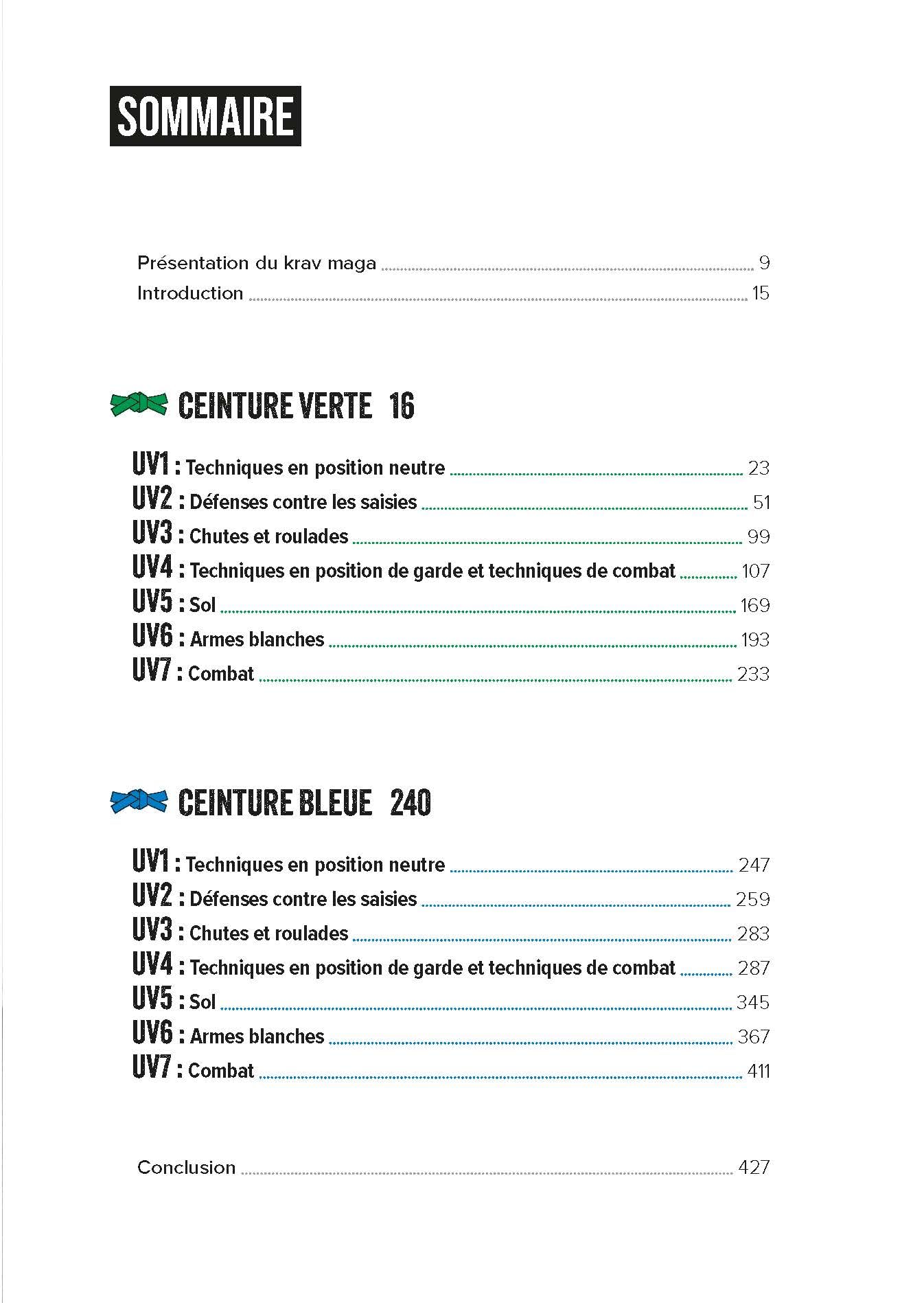 Krav Maga, niveau intermédiaire de self-défense: Programmes officiels des ceintures bleue et verte