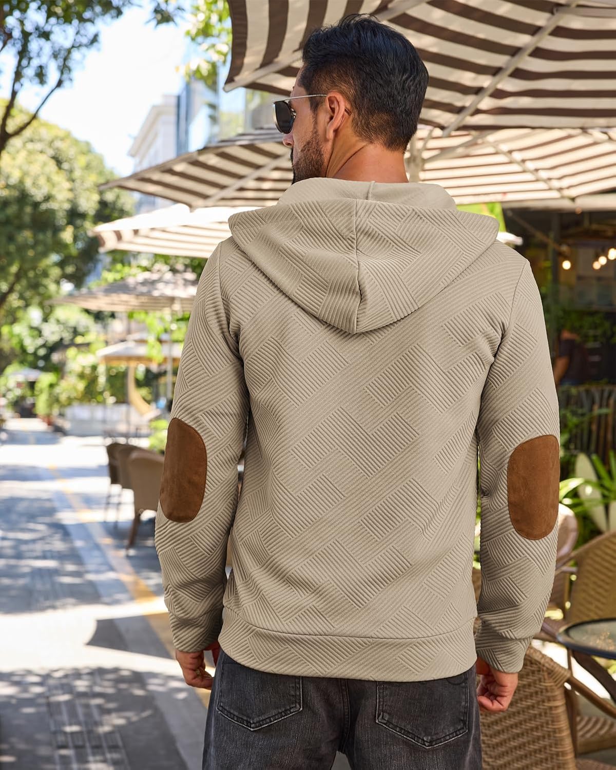Ryehack Men's Hoodies Pullover Casual Long Sleeve Stand Collar Button Pullover Sweatshirts Color Block Pullover - Image 4