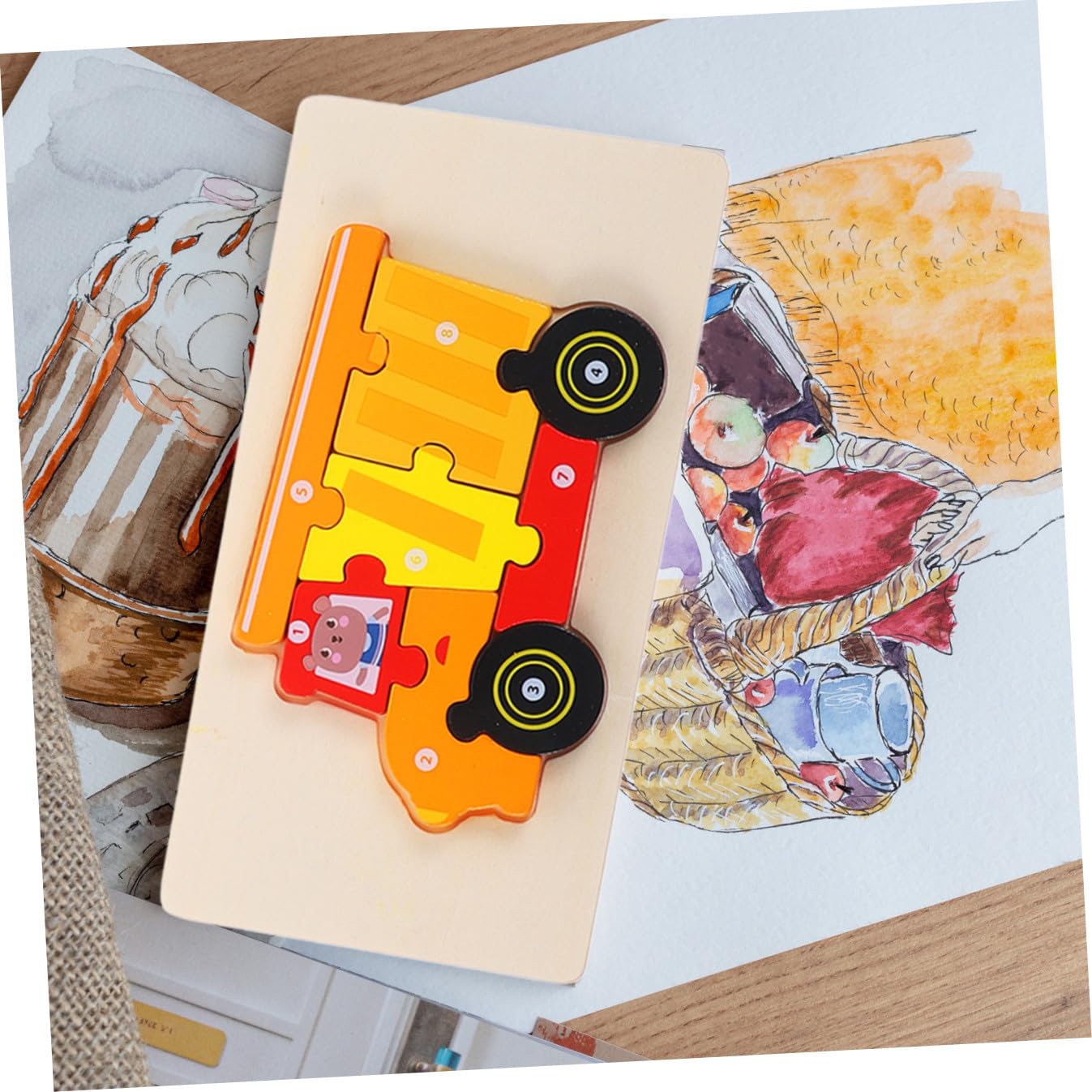 Puzzle 3d per Bambini, 5 Set in Legno, Design Cartoon | Gioco Educativo, Superfici senza Bave, Sviluppa Coordinazione Occhio-mano