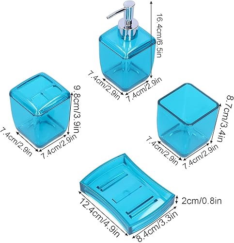 Miniatura 6 de Topyond Juego de accesorios de baño, 4 piezas, dispensador de jabón, soporte para cepillo de dientes, taza de lavado, jabonera, suministros de baño,