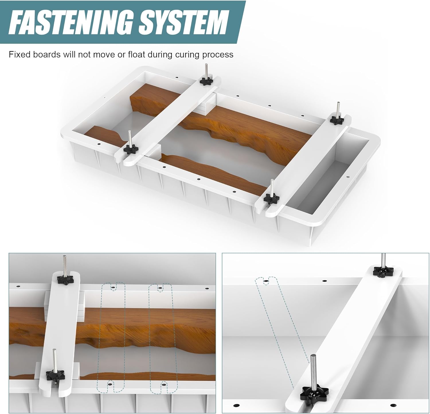 GARVIN 2 Pack Large Epoxy Resin Molds with Clamping System - 23.6"x11.8"x3.1" & 15.8"x9.8"x3.1" Silicone Casting Molds, Integrated Clamping System, Perfect for DIY Resin Art Tray & Board Projects