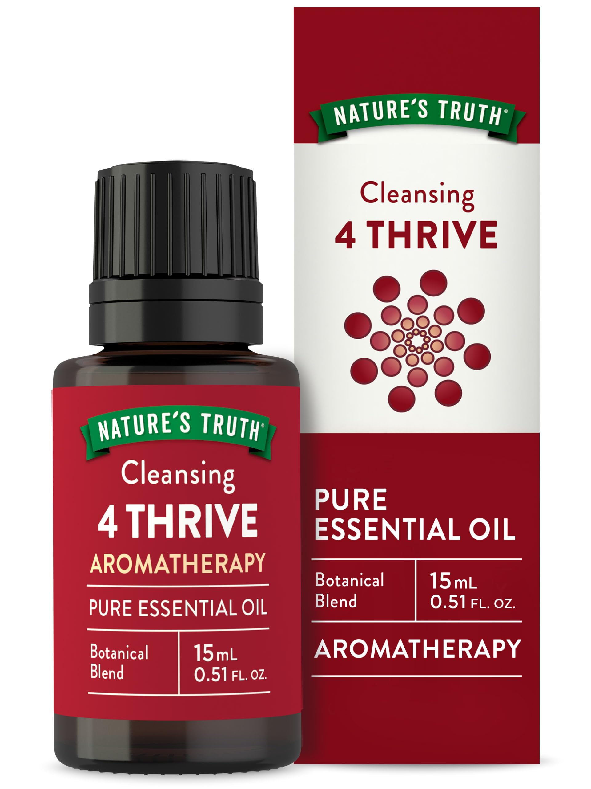 4 Thrive Essential Oil | 15 mL | with Eucalyptus, Rosemary, Lemon, and Clove Oils | for Aromatherapy | Pure Plant Based, Non-GMO & Gluten Free