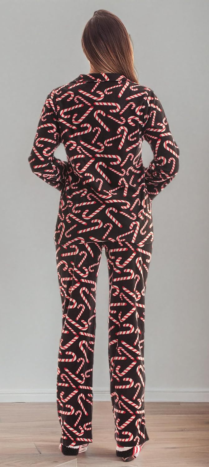 #followme Printed Microfleece Button Front PJ Pant Set with Socks - Image 7