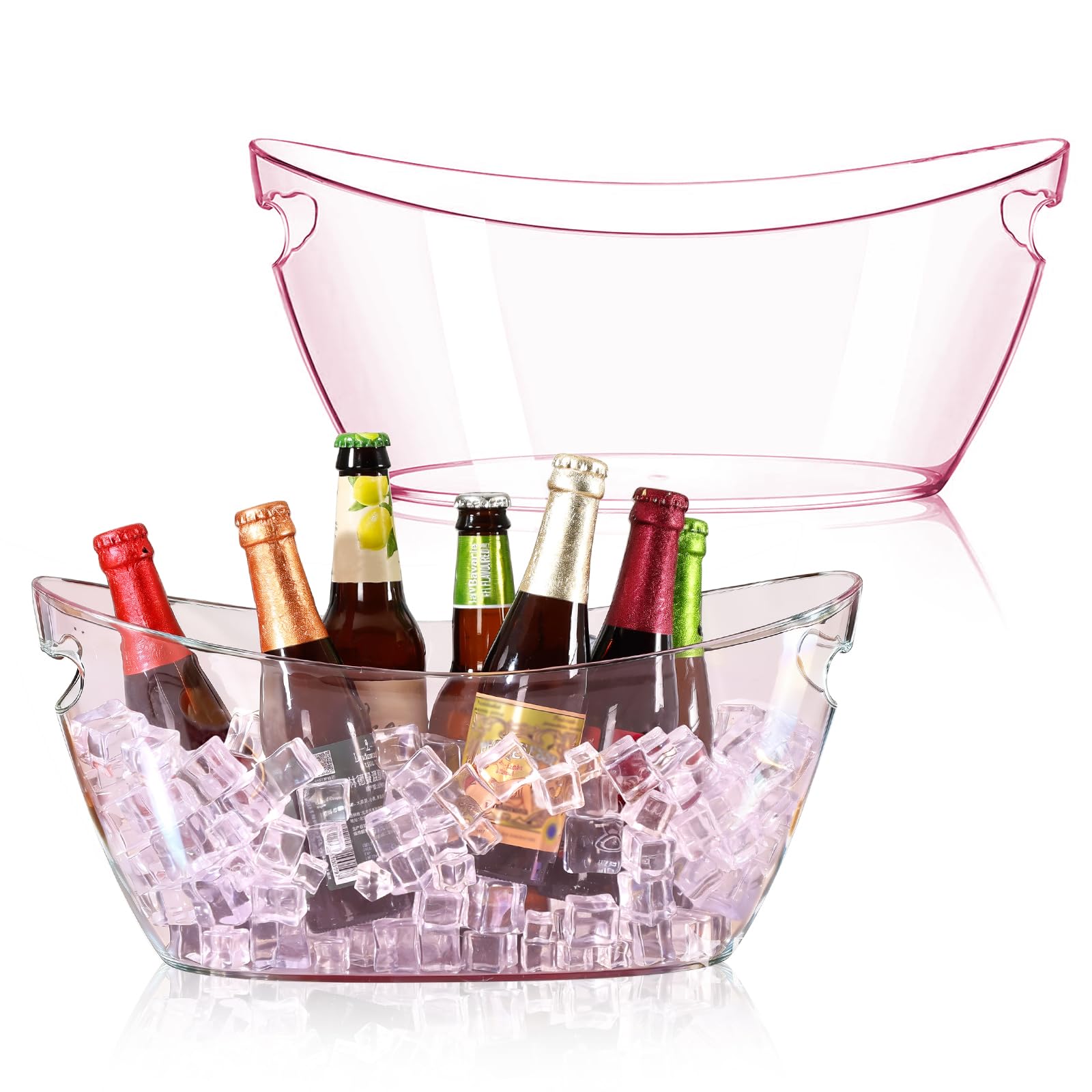 Ice Bucket 2 PCS, Ice Buckets for Parties, Mimosa Bar Supplies Beverage Tub for Valentine's Day Champagne Beer Sparkling Wine Cocktails（5.5L）Extra Large Model (pink) 16.5 * 7.3 * 6.8inch
